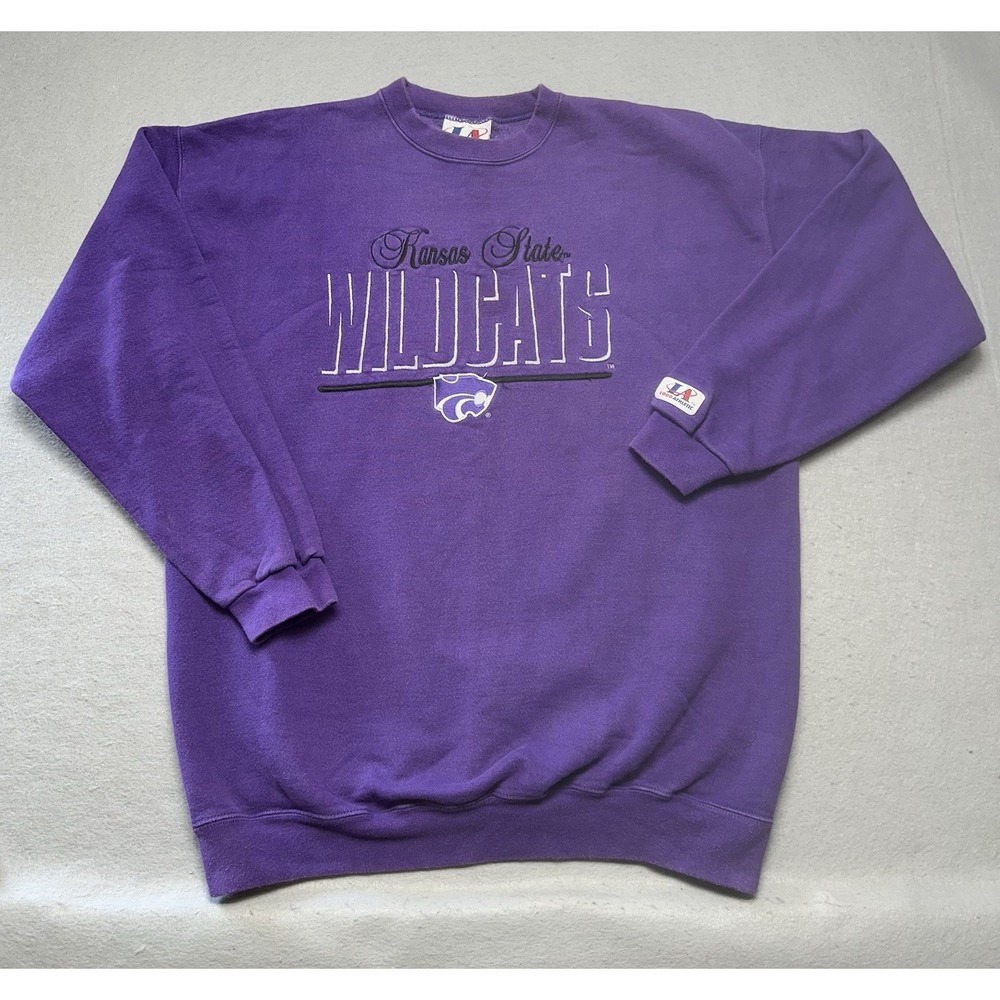 90's LA Logo Athletic Kansas State Wildcat Purple Embroidered Unisex Large VTG